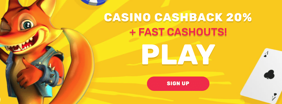 Crazy Fox casino utan svensk licens med 20% Cashback